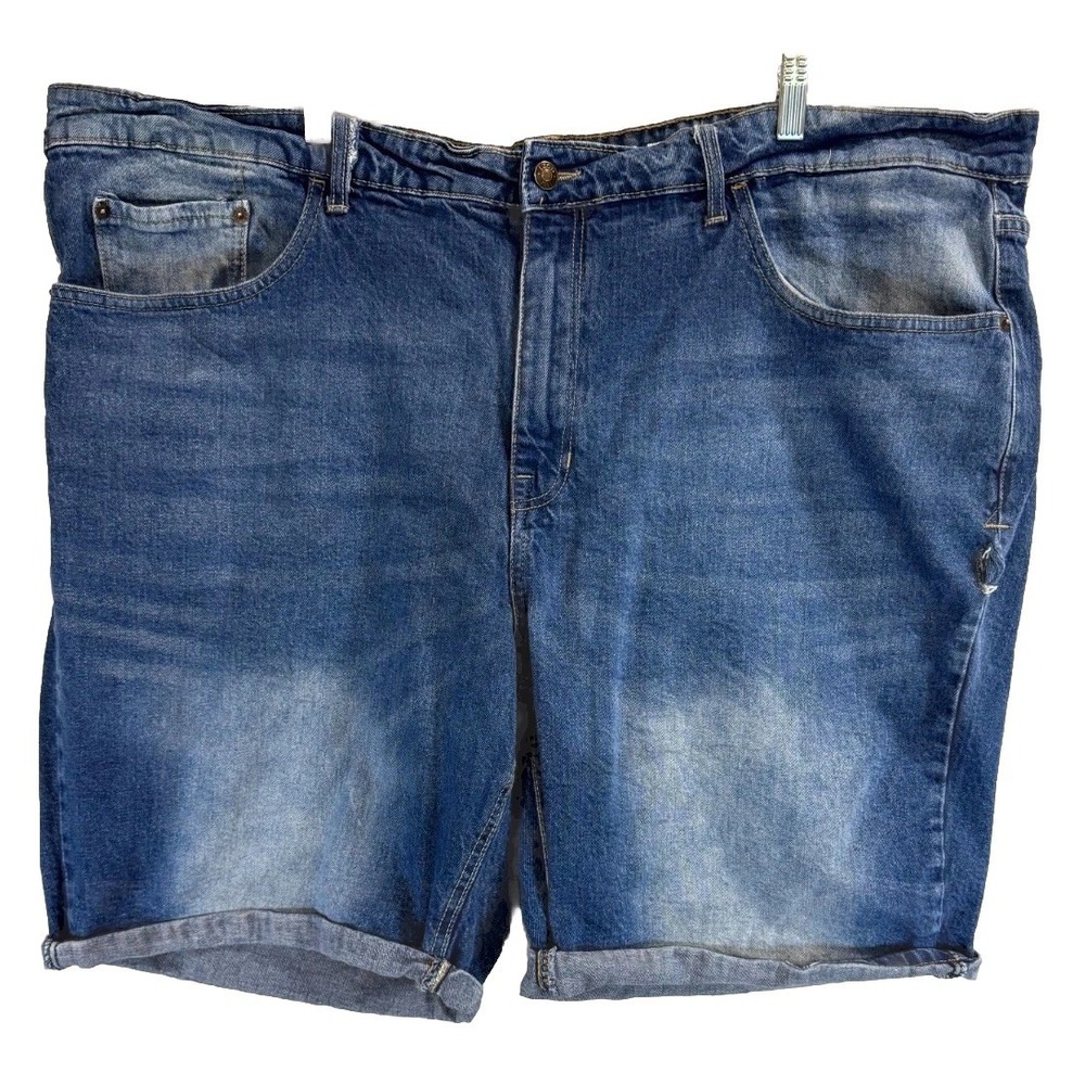 Izod Bermuda Shorts Mens 48 Blue Denim Cotton Regular Fit Cuffed Hem Medium Wash